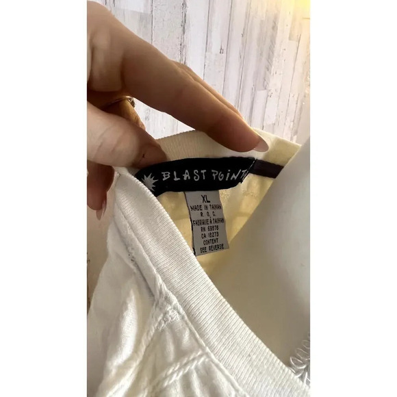 Vintage Blast Point Men's XL White Textured Short Sleeve Crew Neck Tee - Picture 3 of 8